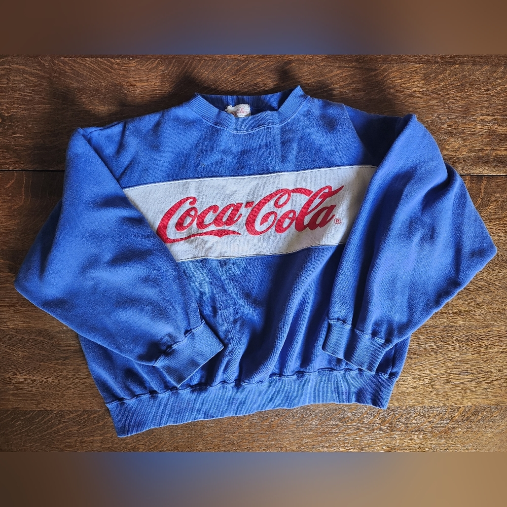Old Rare Coca-Cola Sweater Cropped Stained Vintage Retro